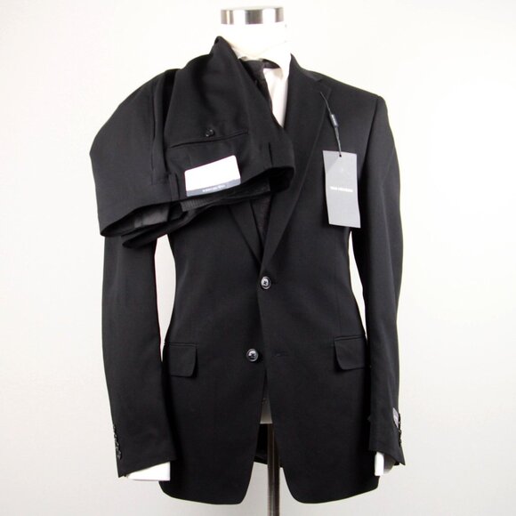 40L Van Heusen 2pc Suit Blazer Jacket Pant Size 33Wx33L Black E03305 - Picture 1 of 12